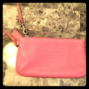 Coach pink leather wristlet